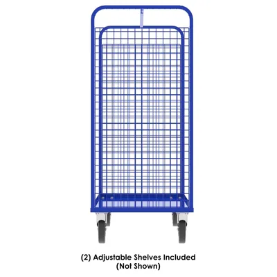 Valley Craft Blue Cage Cart 2-Sided (2) Adjustable Shelf 57x30x68 1,600 lbs. Side Short View