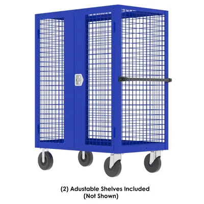 Valley Craft Blue Security Cart (2) Adjustable Shelf 60x30x66 2,000 lbs. Front View #3