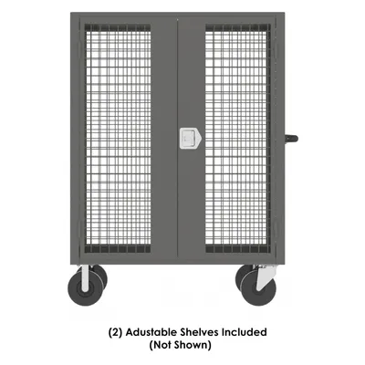 Valley Craft Gray Security Cart (2) Adjustable Shelf 60x30x66 2,000 lbs. Front View #2