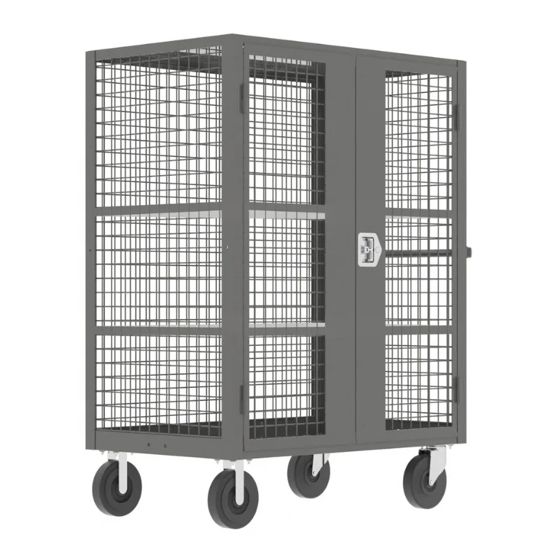 Valley Craft Gray Security Cart (2) Adjustable Shelf 60x30x66 2,000 lbs. Front View