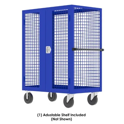 Valley Craft Blue Security Cart (1) Adjustable Shelf 60x30x66 2,000 lbs. Front View #3