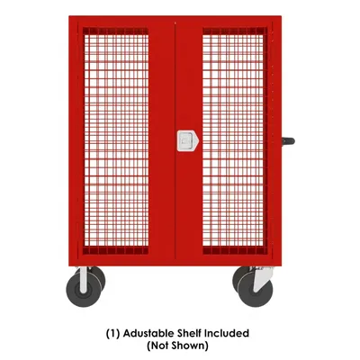 Valley Craft Red Security Cart (1) Adjustable Shelf 60x30x66 2,000 lbs. Front View #2