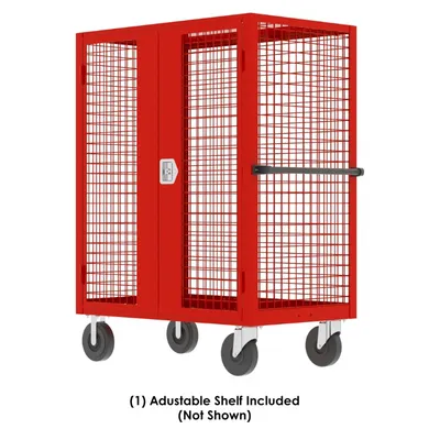 Valley Craft Red Security Cart (1) Adjustable Shelf 60x30x66 2,000 lbs. Front View #3