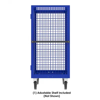 Valley Craft Blue Security Cart (1) Adjustable Shelf 48x24x66 2,000 lbs. Side View