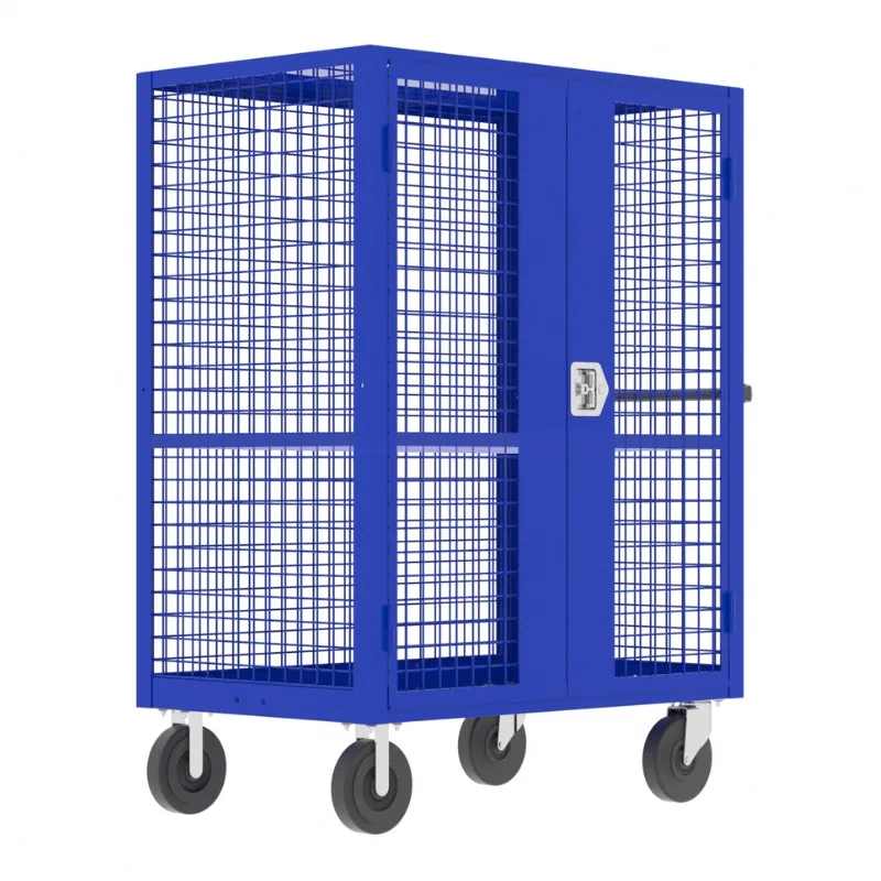 Valley Craft Blue Security Cart (1) Adjustable Shelf 48x24x66 2,000 lbs. Front View