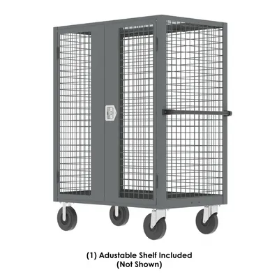 Valley Craft Gray Security Cart (1) Adjustable Shelf 48x24x66 2,000 lbs. Front View #3