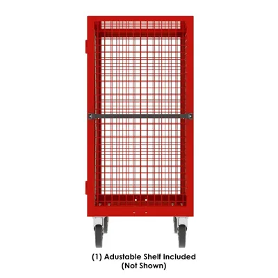 Valley Craft Red Security Cart (1) Adjustable Shelf 48x24x66 2,000 lbs. Side View