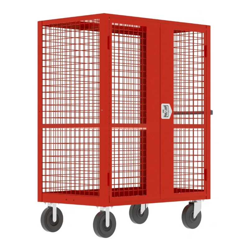 Valley Craft Red Security Cart (1) Adjustable Shelf 48x24x66 2,000 lbs. Front View