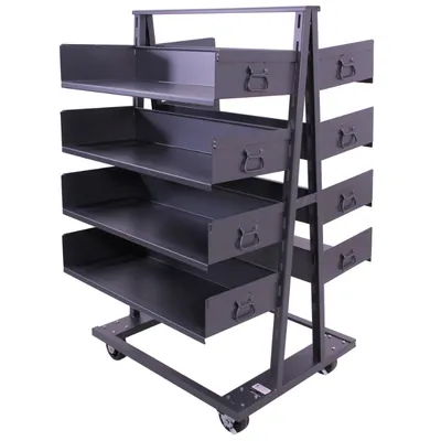 Valley Craft Heavy Duty A-Frame Cart (8) Trays With Lip 38x30x63 2,500 lbs. Front Right
