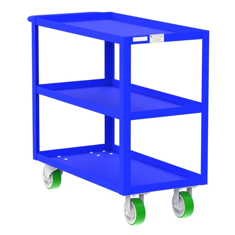 Valley Craft Blue 3-Shelf Utility Cart, 36x18x36 2,000 lbs.