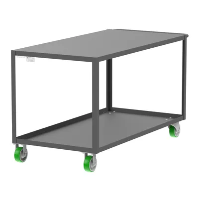 Valley Craft Gray 2-Shelf Flat Top Utility Cart, 60x30x36 2,000 lbs. Corner Length View
