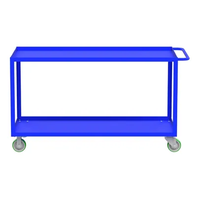 Valley Craft Blue 2-Shelf Utility Cart, 60x30x36 2,000 lbs. Length View