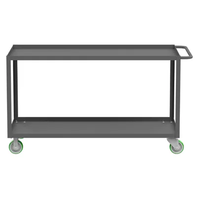 Valley Craft Gray 2-Shelf Utility Cart, 60x30x36 2,000 lbs. Length View