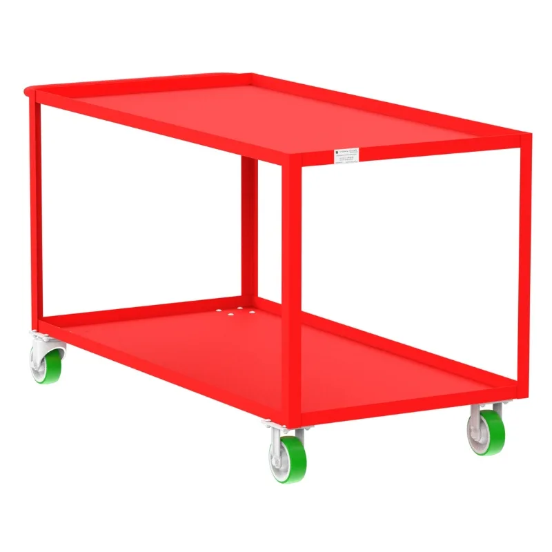 Valley Craft Red 2-Shelf Utility Cart, 60x30x36 2,000 lbs.
