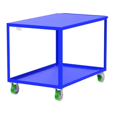 Valley Craft Blue 2-Shelf Flat Top Utility Cart, 48x30x36 2,000 lbs. Corner Length View
