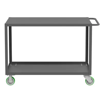 Valley Craft Gray 2-Shelf Flat Top Utility Cart, 48x30x36 2,000 lbs. Length View