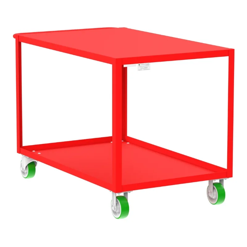Valley Craft Red 2-Shelf Flat Top Utility Cart, 48x30x36 2,000 lbs.