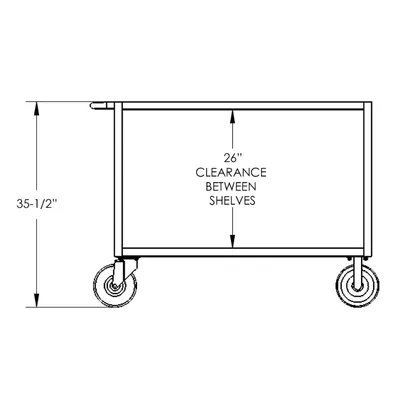 Valley Craft Red 2-Shelf Utility Cart, 48x30x36 2,000 lbs. BP #2