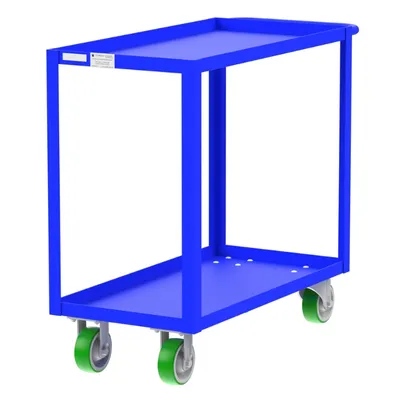 Valley Craft Blue Utility Cart 2-Shelf 36x18x36 2,000 lbs. Full Side View