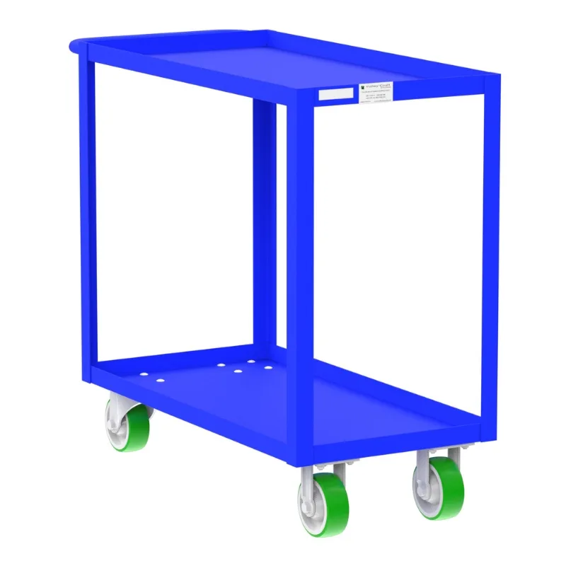 Valley Craft Blue Utility Cart 2-Shelf 36x18x36 2,000 lbs. Front Full View