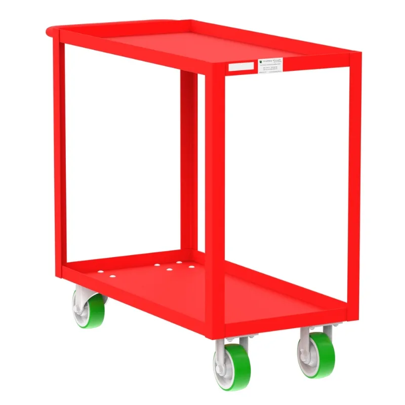 Valley Craft Red Utility Cart 2-Shelf 36x18x36 2,000 lbs. Front View