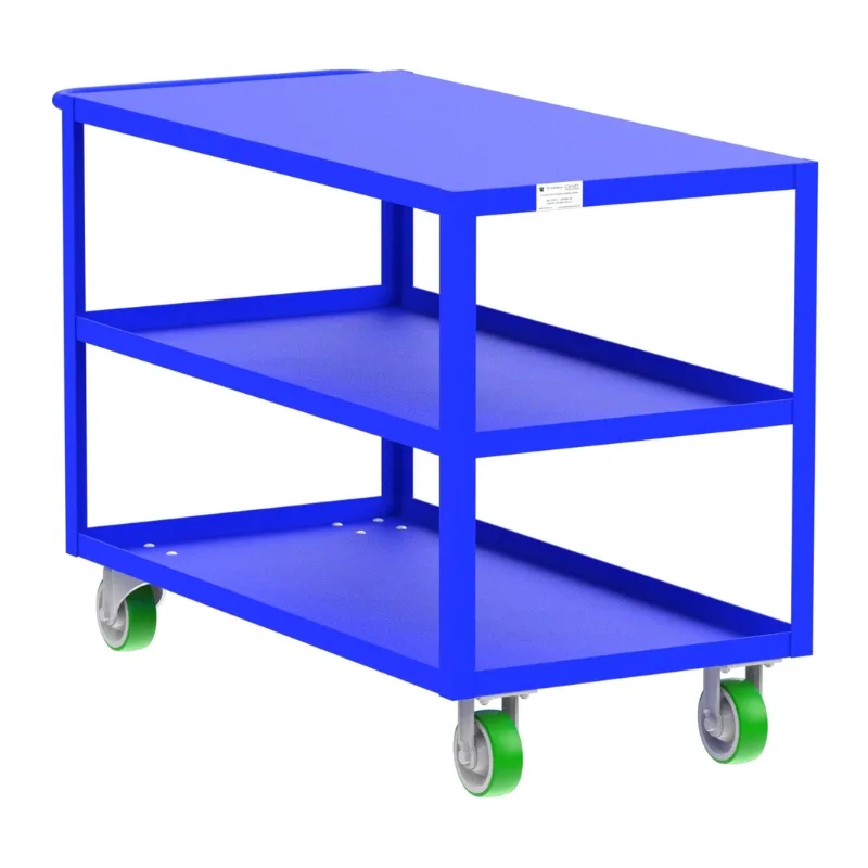 Valley Craft Blue 3-Shelf Flat Top Utility Cart, 48x24x36 2,000 lbs.