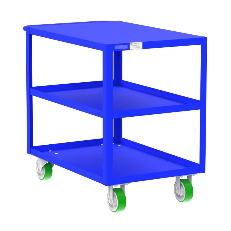 Valley Craft Blue 3-Shelf Flat Top Utility Cart, 36x24x36 2,000 lbs.