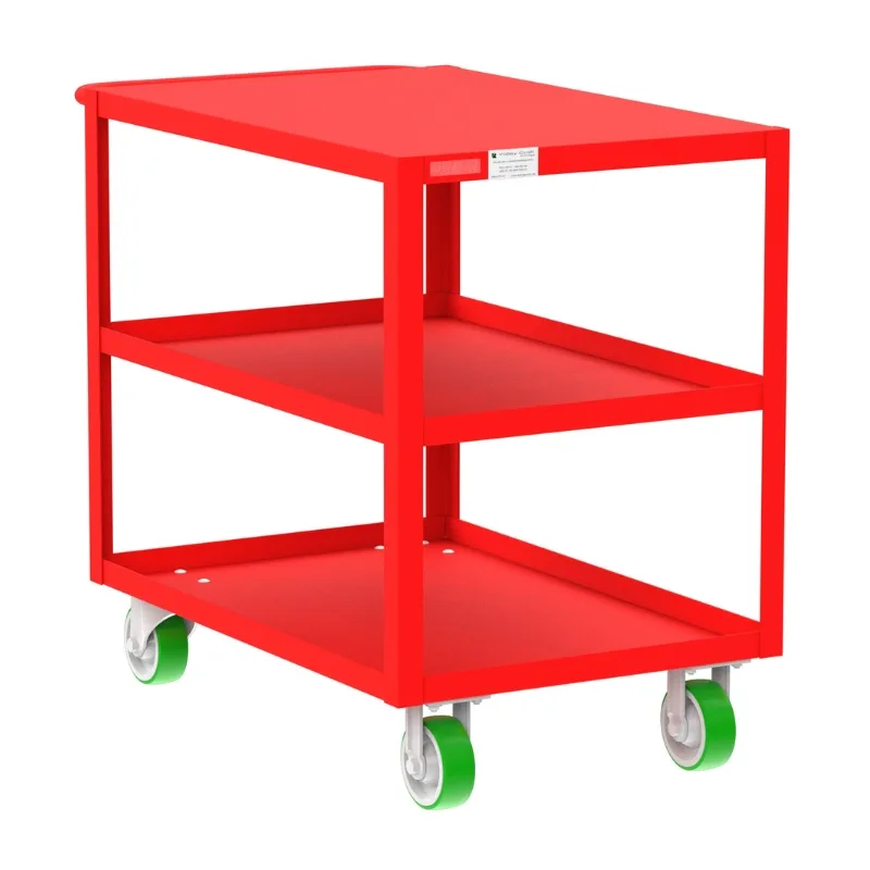 Valley Craft Red 3-Shelf Flat Top Utility Cart, 36x24x36 2,000 lbs.