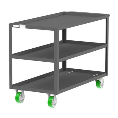 Valley Craft Gray 3-Shelf Utility Cart, 48x24x36 2,000 lbs. Corner Length View