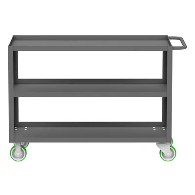 Valley Craft Gray 3-Shelf Utility Cart, 48x24x36 2,000 lbs. Length View