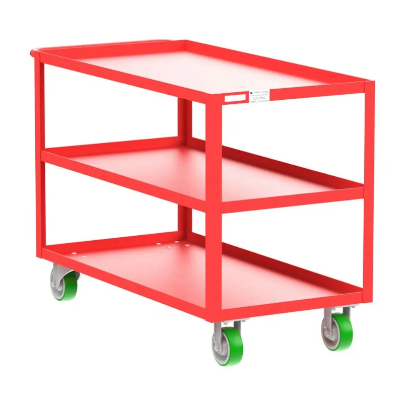 Valley Craft Red 3-Shelf Utility Cart, 48x24x36 2,000 lbs.