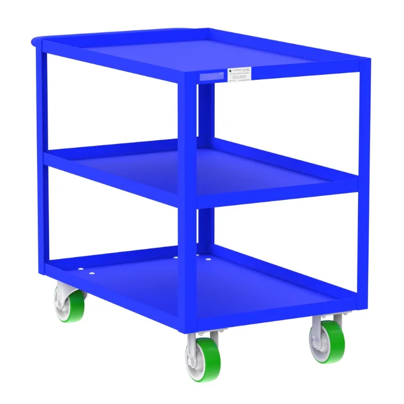 Valley Craft Blue 3-Shelf Utility Cart, 36x24x36 2,000 lbs.