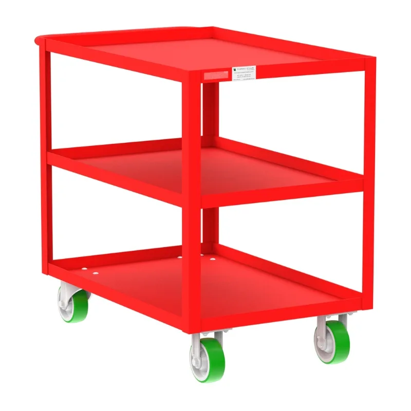 Valley Craft Red 3-Shelf Utility Cart, 36x24x36 2,000 lbs.