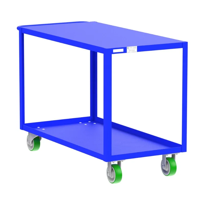 Valley Craft Blue 2-Shelf Flat Top Utility Cart, 48x24x36 2,000 lbs.