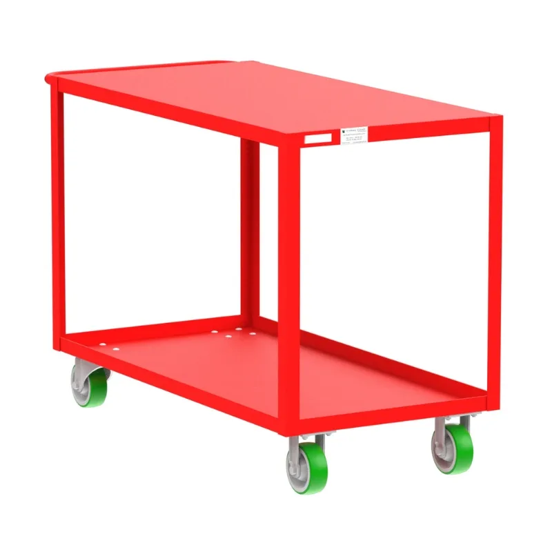 Valley Craft Red 2-Shelf Flat Top Utility Cart, 48x24x36 2,000 lbs.