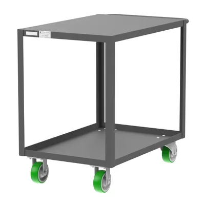 Valley Craft Gray 2-Shelf Flat Top Utility Cart 36x24x36 2000 lbs. Corner Length View