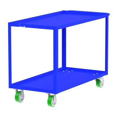 Valley Craft Blue 2-Shelf Utility Cart, 48x24x36 2,000 lbs. Corner Length View