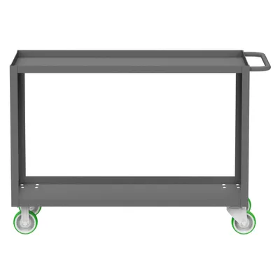 Valley Craft Gray 2-Shelf Utility Cart, 48x24x36 2,000 lbs. Length View