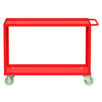 Valley Craft Red 2-Shelf Utility Cart, 48x24x36 2,000 lbs. Length View