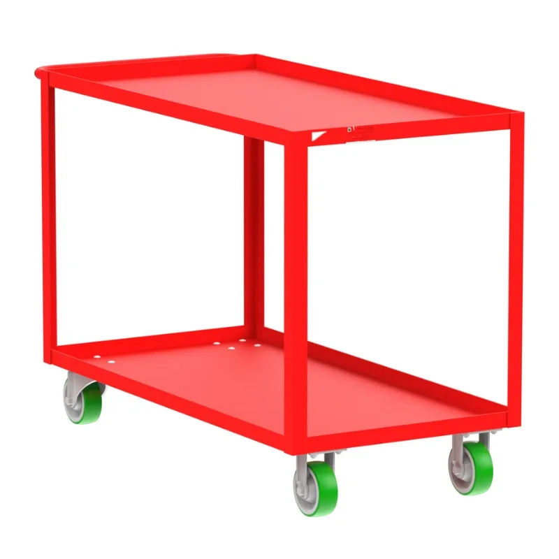 Valley Craft Red 2-Shelf Utility Cart, 48x24x36 2,000 lbs.
