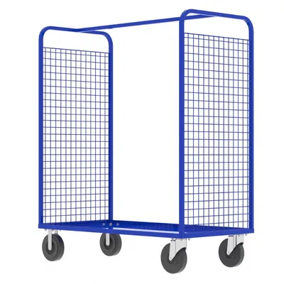 Valley Craft Blue Cage Cart 2-Sided 57x30x68 1,600 lbs. Corner View