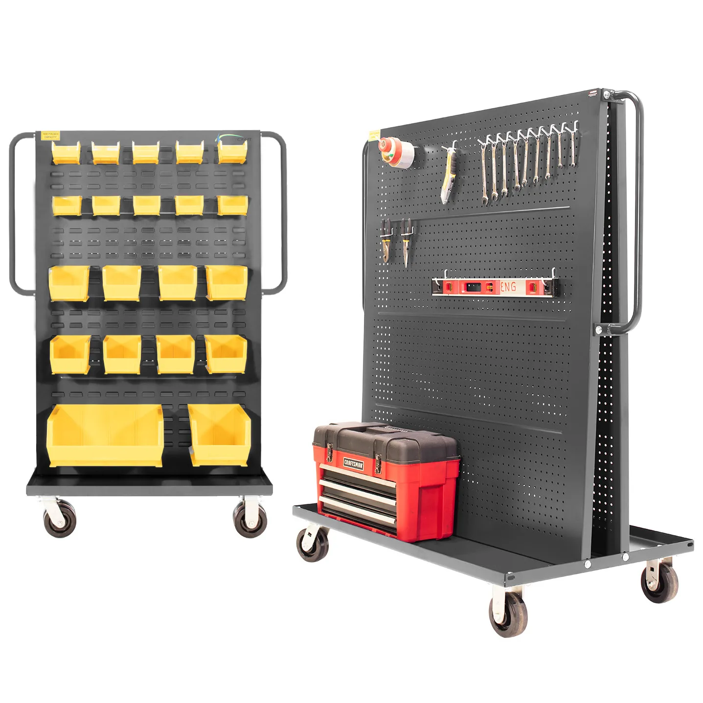 Valley Craft Gray A-Frame Bin & Tool Cart 36”x30”x62” 1,000 lbs.