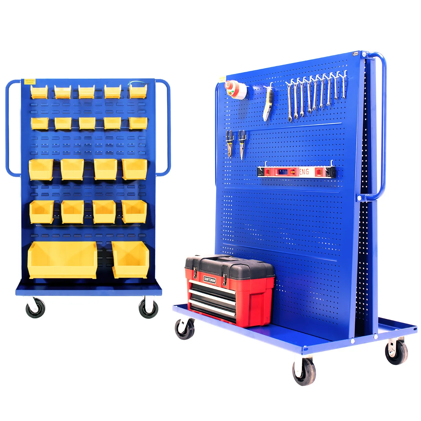 Valley Craft Blue A-Frame Bin & Tool Cart 36”x30”x62” 1,000 lbs.