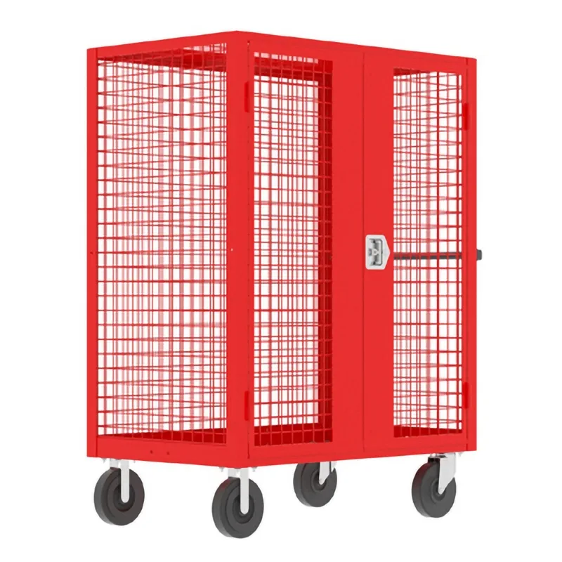 Valley Craft Red Security Cart 60x30x66 2,000 lbs. Front View