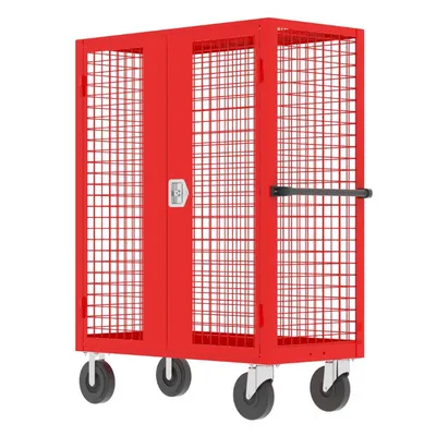 Valley Craft Red Security Cart 48x24x66 2,000 lbs. Front View #3
