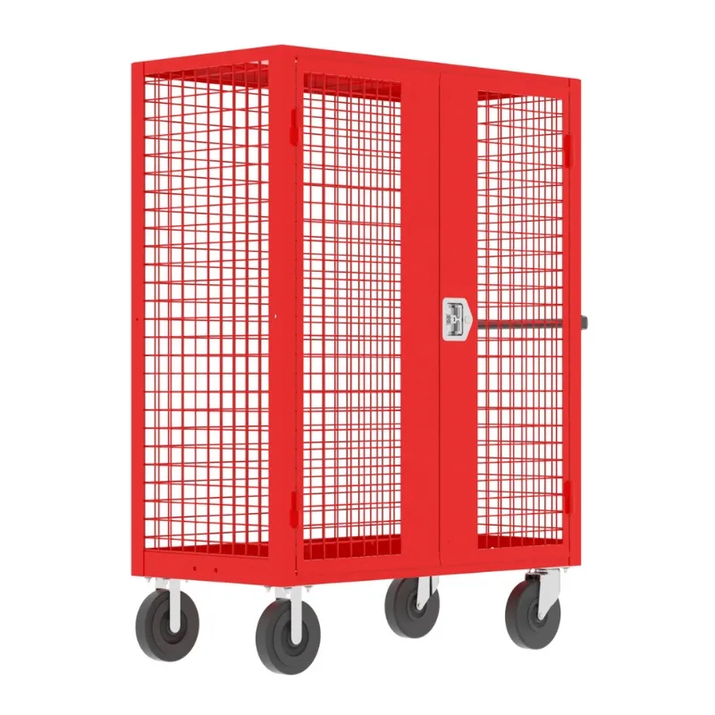 Valley Craft Red Security Cart 48x24x66 2,000 lbs. Front View