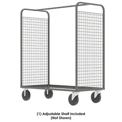 Valley Craft Grey Cage Cart 2-Sided (1) Adjustable Shelf 57x30x68 1,600 lbs. Corner View