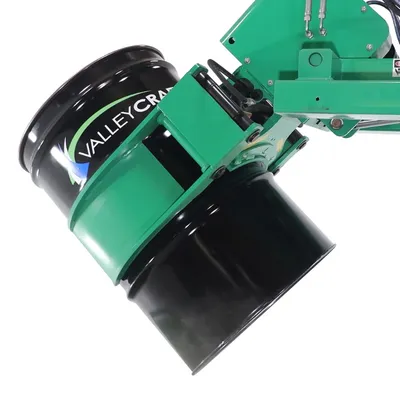 Valley Craft Green Battery Powered Drum Clamp 2,000 lb. Capacity Forward Tilt View
