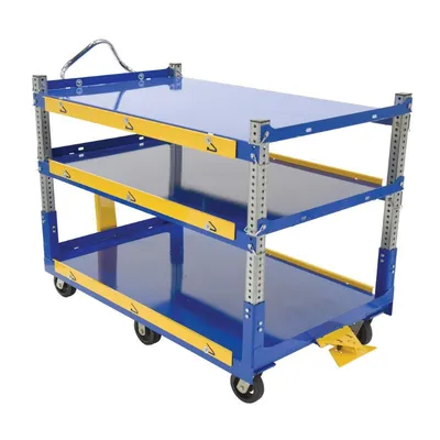 Vestil AEC-3660-3-MR Steel Ergo Cart with Mold On Rubber Casters