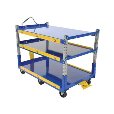 Vestil AEC-3660-3-MR Steel Ergo Cart with Mold On Rubber Casters